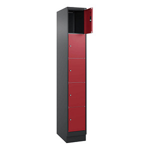 CP Schließfachschrank Classic PLUS rubinrot, schwarzgrau 080020-105 S10032, 5 Schließfächer 30,0 x 50,0 x 195,0 cm