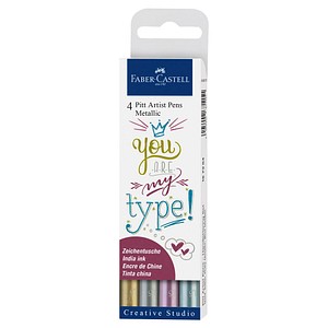 FABER-CASTELL Pitt Artist Pen Metallic Lackmarker farbsortiert 1,5 mm, 4 St.