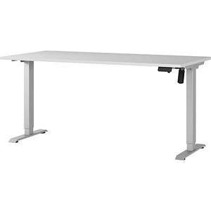 GERMANIA Boras höhenverstellbarer Schreibtisch lichtgrau rechteckig, T-Fuß-Gestell silber 180,0 x 80,0 cm