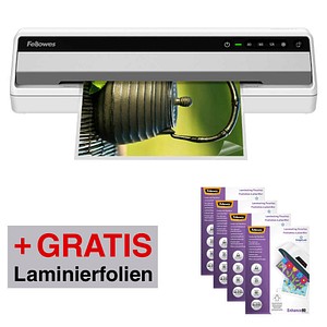 AKTION: Fellowes Saturn A3 Laminiergerät bis DIN A3 + GRATIS 100 Laminierfolien, DIN A4, 80 micron, glänzend mit 20 Euro CashBack