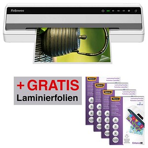 AKTION: Fellowes Saturn A3 Laminiergerät bis DIN A3 + GRATIS 100 Laminierfolien, DIN A4, 80 micron, glänzend mit 20 Euro CashBack