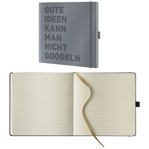 Lediberg Notizbuch gute Ideen quadratisch kariert, silbergrau Hardcover 240 Seiten, 1 St.