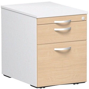geramöbel Flex Rollcontainer weiß, buche 3 Auszüge 43,0 x 60,0 x 56,5 cm