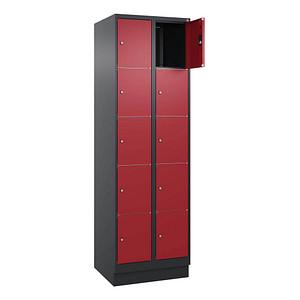 CP Schließfachschrank Classic PLUS rubinrot, schwarzgrau 080020-205 S10037, 10 Schließfächer 60,0 x 50,0 x 195,0 cm