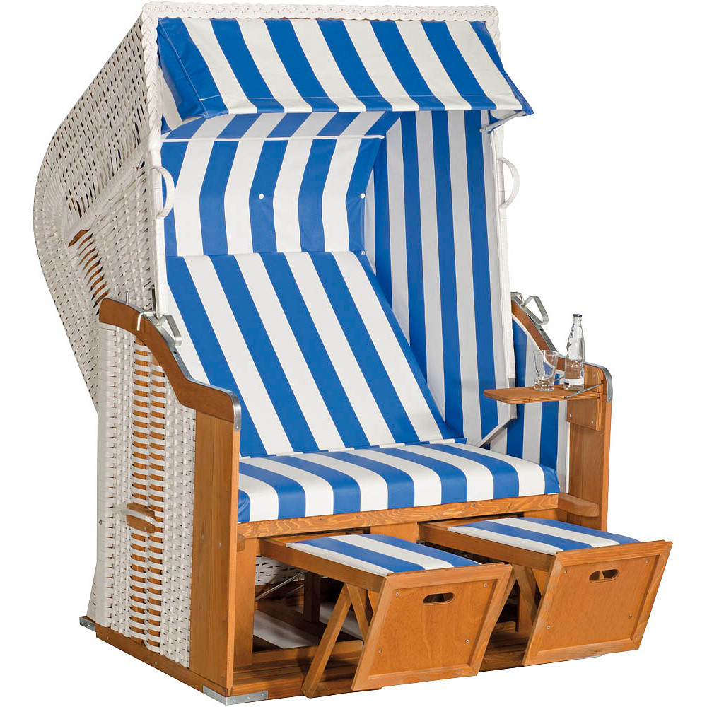 Müsing Strandkorb Sunny Smart Rustikal 250 Basic blau, weiß, gestreift