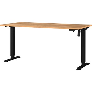 GERMANIA Boras höhenverstellbarer Schreibtisch navarra-eiche rechteckig, T-Fuß-Gestell schwarz 180,0 x 80,0 cm