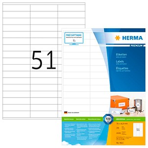 HERMA Etiketten 4611 weiß 70,0 x 16,9 mm, 200 Blatt