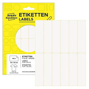 AVERY Zweckform Namensetiketten weiß 76,0 x 19,0 mm, 120 St.
