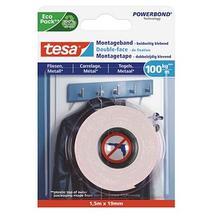 tesa Ultra starkes Montageband 77746 doppelseitiges Klebeband 19,0 mm x 1,5 m, 1 St.
