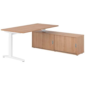 HAMMERBACHER XBE16SB höhenverstellbarer Schreibtisch nussbaum rechteckig, C-Fuß-Gestell weiß 160,0 x 80,0 cm