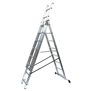 SZ Metall Vielzweckleiter silber 3x 8 Sprossen, H: 489,0 cm