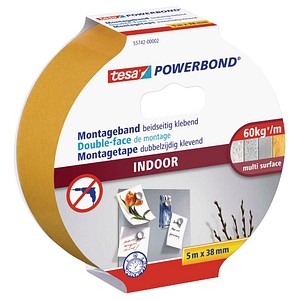 tesa Montageband POWERBOND Indoor 55742 doppelseitiges Klebeband 38,0 mm x 5,0 m, 1 Rolle