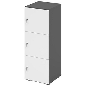 HAMMERBACHER Schließfachschrank grafit, weiß V234L3/G/W/DS, 3 Schließfächer 40,0 x 42,0 x 110,0 cm