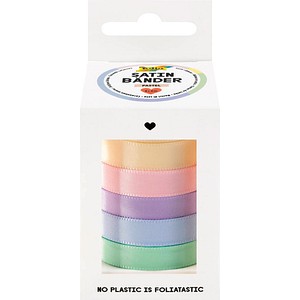 folia Geschenkband PASTELL satiniert pink, orange, gelb, grün, blau 10,0 mm x 4,0 m