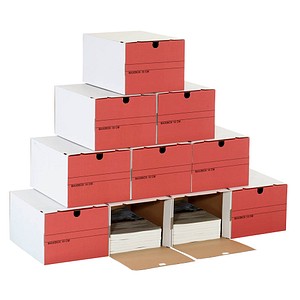 Top-Print Archivboxen weiß/rot 24,4 x 32,1 x 18,5 cm, 10 St.