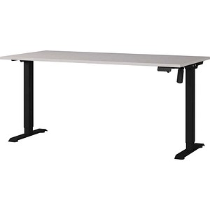 GERMANIA Boras höhenverstellbarer Schreibtisch kaschmir rechteckig, T-Fuß-Gestell schwarz 180,0 x 80,0 cm