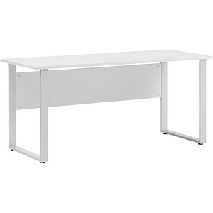MÖBELPARTNER 1500 Schreibtisch lichtgrau rechteckig, Kufen-Gestell silber 160,0 x 75,0 cm