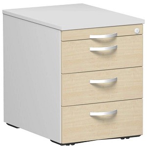 geramöbel Flex Rollcontainer lichtgrau, ahorn 4 Auszüge 43,0 x 60,0 x 56,5 cm