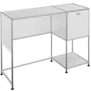 viasit System4 Schreibtisch weiß rechteckig, Rundrohrgestell silber 116,0 x 41,0 cm