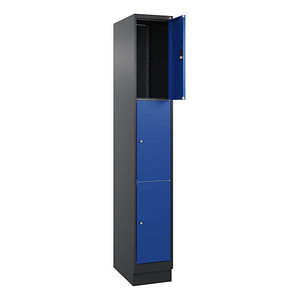 CP Schließfachschrank Classic PLUS enzianblau, schwarzgrau 080020-103 S10024, 3 Schließfächer 30,0 x 50,0 x 195,0 cm