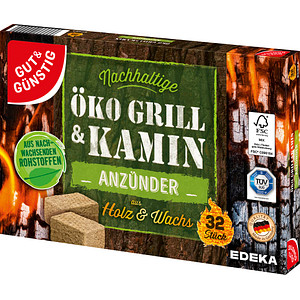 GUT&GÜNSTIG Kamin- & Grillanzünder braun, 32 St.