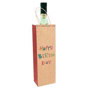 Idena Geschenktüte für Flaschen Geburstag Motiv 10,0 x 39,0 cm, 1 St.
