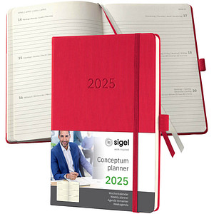 SIGEL Buchkalender Conceptum 2025 rot