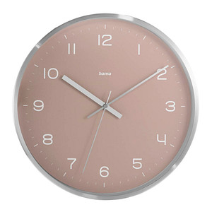 hama Funkwanduhr Fidschi rosa silber Aluminium, Ø 30,0 cm