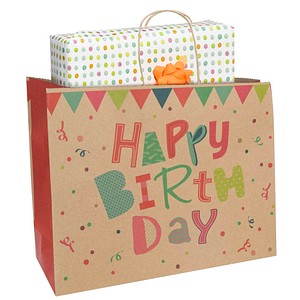 Idena Geschenktüte Geburstag Motiv 12,0 x 26,0 cm, 1 St.