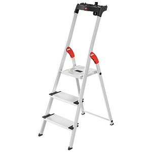 Hailo Stehleiter einseitig L80 ComfortLine silber 3 Stufen, H: 138,0 cm