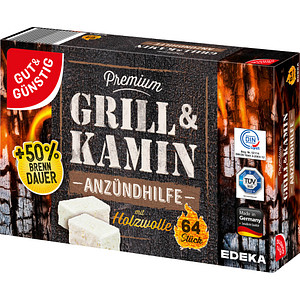 GUT&GÜNSTIG Kamin- & Grillanzünder Premium weiß, 64 Anzünder, 64 St.