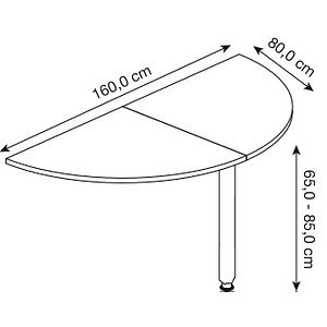 HAMMERBACHER Anbautisch LA160 nussbaum, grau halbrund 160,0 x 80 x 65,5 - 82,5 cm