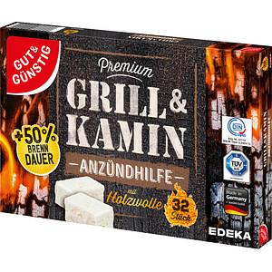GUT&GÜNSTIG Kamin- & Grillanzünder Premium weiß, 32 Anzünder, 32 St.