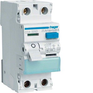 hager FI-Schutzschalter CDA225D 25 A, Typ A, 30 mAh, 2-polig, 1 St.