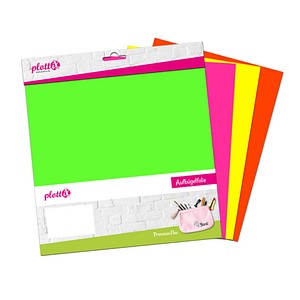 plottiX PremiumFlex Neon Aufbügelfolie farbsortiert Flex-Folie 30,0 x 30,0 cm,  4 St.