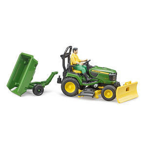 bruder John Deere Sitzrasenmäher mit Anhänger 62104 Spielzeugauto