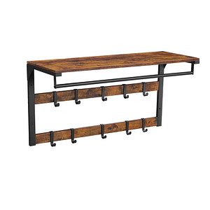 VASAGLE Wandgarderobe braun Holz 10 Haken 80,0 x 42,0 cm, 1 St.