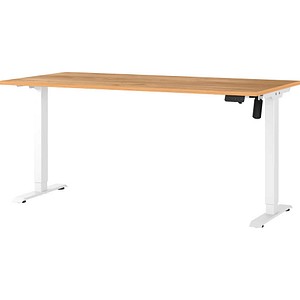 GERMANIA Boras höhenverstellbarer Schreibtisch navarra-eiche rechteckig, T-Fuß-Gestell weiß 180,0 x 80,0 cm