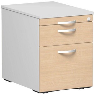 geramöbel Flex Rollcontainer lichtgrau, buche 3 Auszüge 43,0 x 60,0 x 56,5 cm