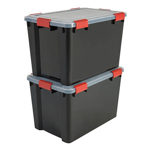IRIS Ohyama AT-LD BkR/C/D.Red Aufbewahrungsboxen 2x 70,0 l schwarz, transparent, rot 29,0 x 59,0 x 38,0 cm, 2 St.