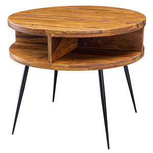 WOHNLING Couchtisch rund Massivholz sheesham 60,0 x 60,0 x 45,0 cm, 1 St.