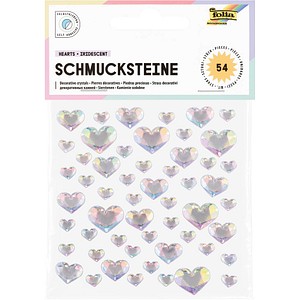 folia Schmucksteine transparent HEARTS IRIDESCENT, 54 St.