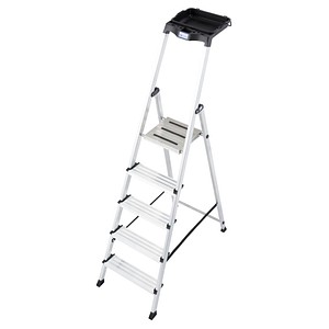 KRAUSE Stehleiter einseitig MONTO Secury mit Multi-Grip silber 5 Stufen, H: 185,0 cm