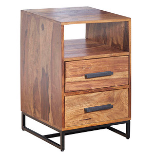 WOHNLING Nachttisch rechteckig Massivholz sheesham 35,0 x 40,0 x 66,0 cm, 1 St.