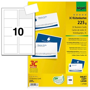 100 SIGEL Visitenkarten LP850 satiniert weiß 225 g/qm