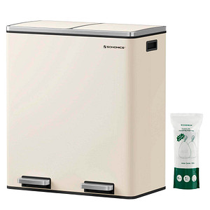 SONGMICS Mülltrenner 2x 30,0 l cremeweiß, 1 St.