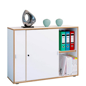 VCM my office Schiebetürenschrank Salia, 920734 honig-eiche, weiß 1 Fachboden 100,0 x 37,4 x 74,0 cm