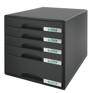LEITZ Schubladenbox Plus  schwarz 52110095, DIN A4 mit 5 Schubladen
