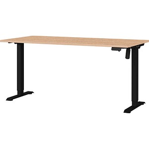GERMANIA Boras höhenverstellbarer Schreibtisch lindberg-eiche rechteckig, T-Fuß-Gestell schwarz 180,0 x 80,0 cm