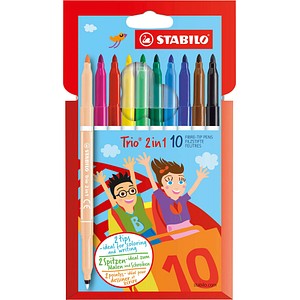 STABILO Trio 2in1 Filzstifte farbsortiert, 10 St.